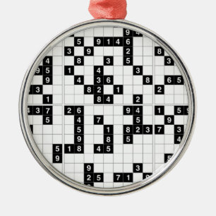 Ornamento De Metal sudoku branco preto