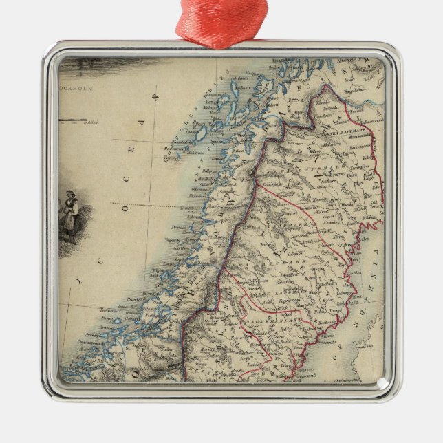 Ornamento De Metal Suecia e Noruega 8 (Frente)