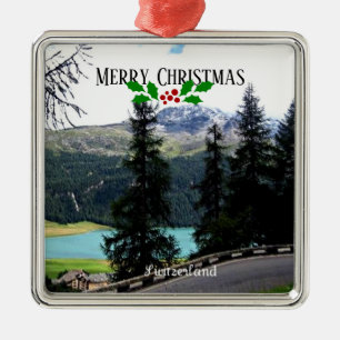 Ornamento De Metal Suíça, Feliz Natal,
