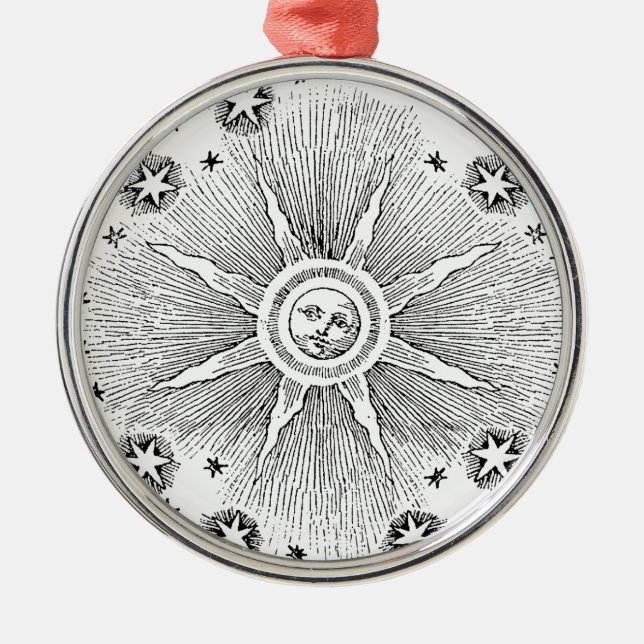 Ornamento De Metal Sun Stars Antiguamente Night Sky Medieval Zodieval (Frente)