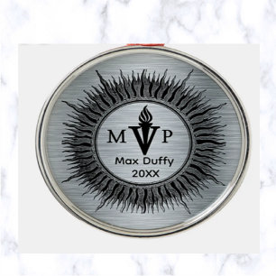 Ornamento De Metal Sunburst MVP Torch Flame Prêmio Metal editável