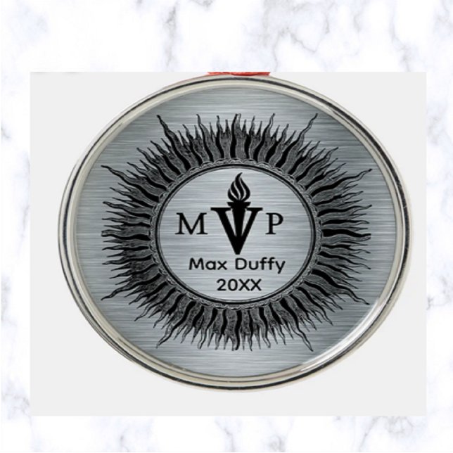 Ornamento De Metal Sunburst MVP Torch Flame Prêmio Metal editável (Criador carregado)