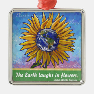 Ornamento De Metal Sunflower Earth Art