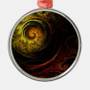 Ornamento De Metal Sunrise Floral Red Abstrato Art