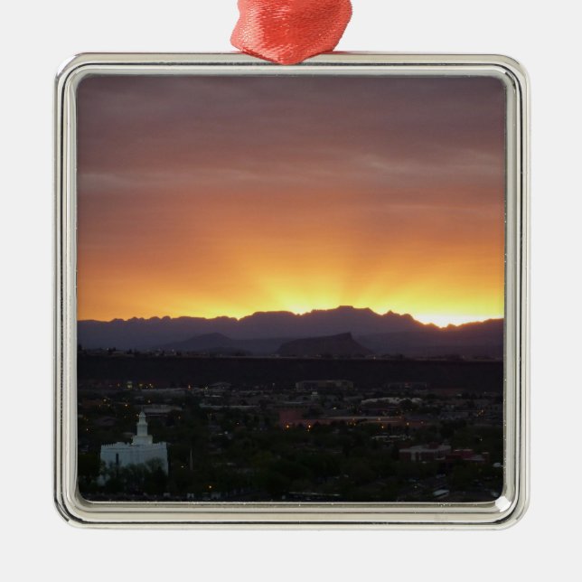 Ornamento De Metal Sunrise sobre Ruas. George Utah Landscape (Frente)