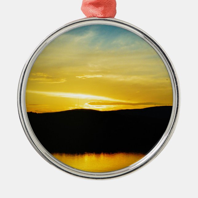 Ornamento De Metal Sunset Amarelo do Lago Mt (Frente)