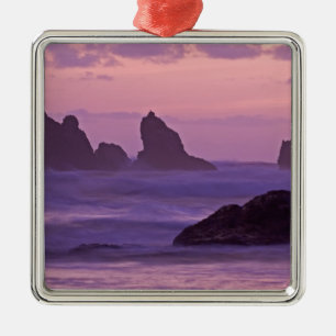Ornamento De Metal Sunset em Bandon Beach Sea Stacks.