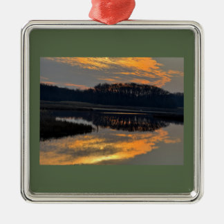 Ornamento De Metal Sunset Waterscape Reflection Ornament 