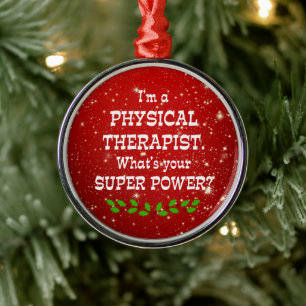 Ornamento De Metal Super Poder Terapista Físico, Design de Natal