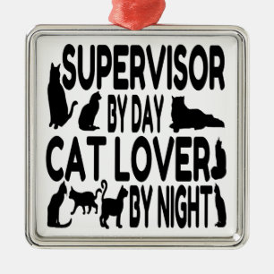 Ornamento De Metal Supervisor do Cat Lover