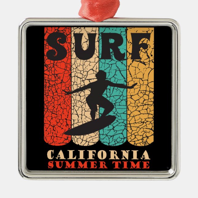 Ornamento De Metal Surf California (Frente)