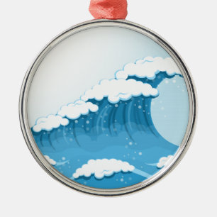 Ornamento De Metal Surf de onda azul e oceano
