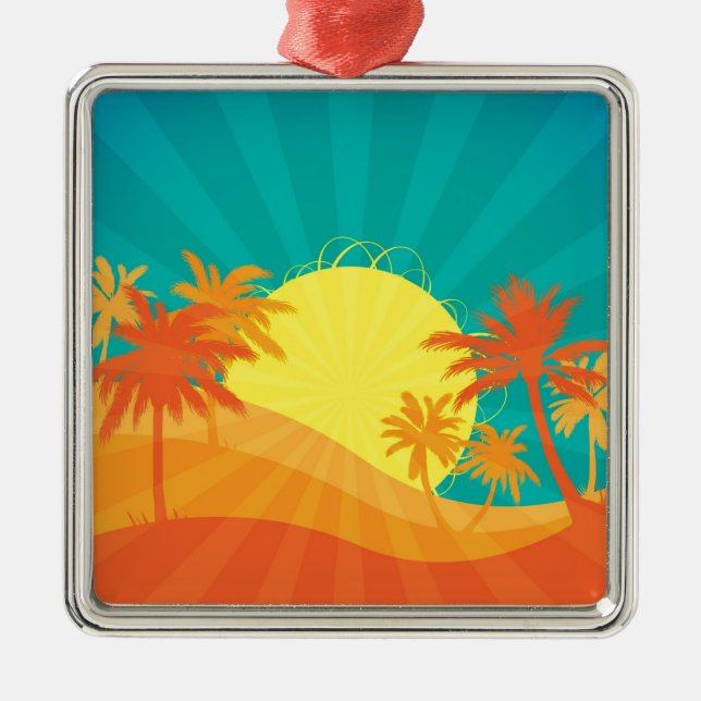 Ornamento De Metal Surf tropical de Sunset Beach design (Frente)