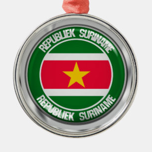 Ornamento De Metal Suriname Round Emblem
