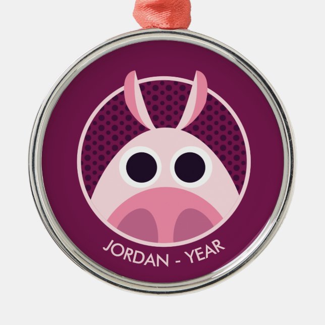Ornamento De Metal Suspeitoso o porco (Frente)