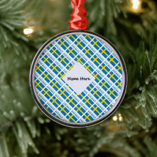 Ornamento De Metal Sverige Bandeira Sueca Tiled Preta Personalização