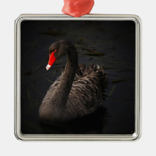 Ornamento De Metal Swan Negro
