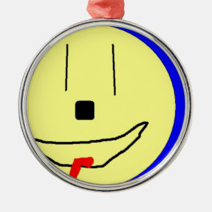 Ornamento De Metal Sweet Emoji, Azul Amarelo, Arte Por Crianças :)