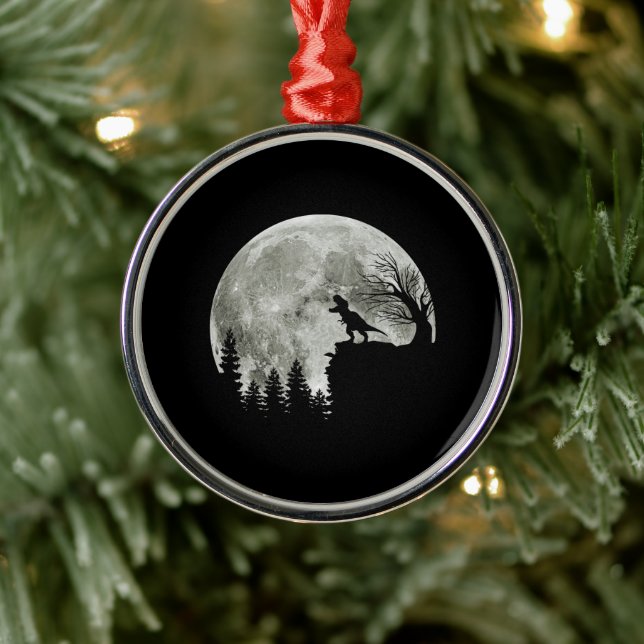 Ornamento De Metal T Rex Em Pé Na Lua Da Montanha Halloween (Árvore)