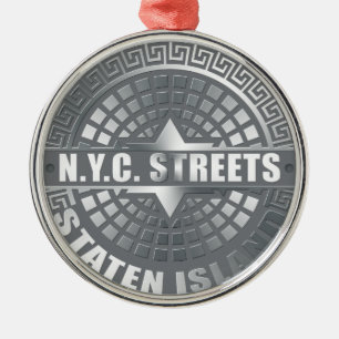 Ornamento De Metal Tampa de Esgoto Staten Island Cinza
