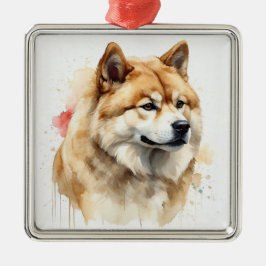 ORNAMENTO DE METAL TAN & WHATERCOLOR AKITA DOG
