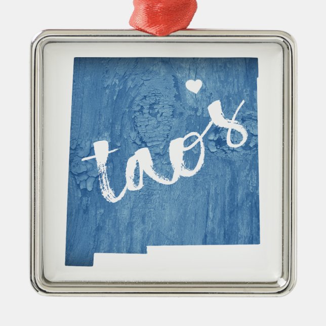 Ornamento De Metal Taos Novo México Madeira Grain (Frente)