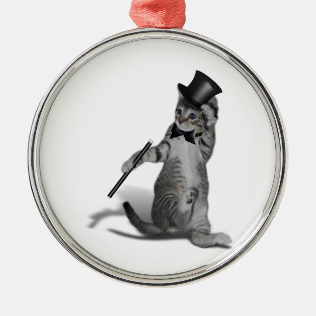 Ornamento De Metal Tap Dancing Kitten (Frente)