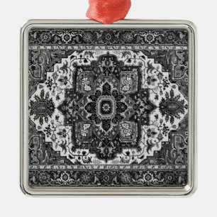 Ornamento De Metal TAPETE PERSA - preto & branco