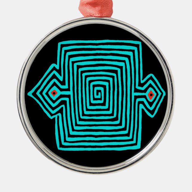 Ornamento De Metal Tartaruga Mola do Panamá - Preto Azul (Frente)