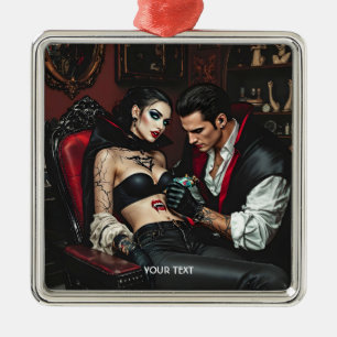 Ornamento De Metal Tatuagem de Homem de Garota Fantasy