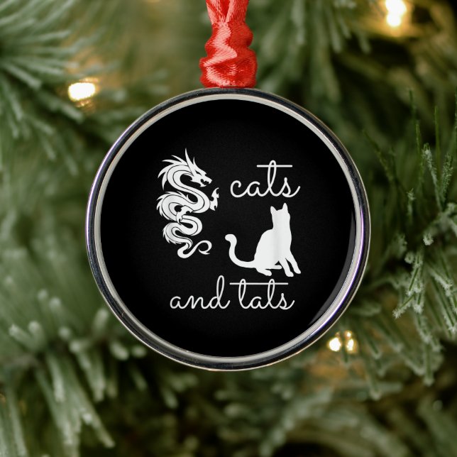 Ornamento De Metal Tatuagem Lover Oferece Gatos E Tats Dragon Kitten (Árvore)