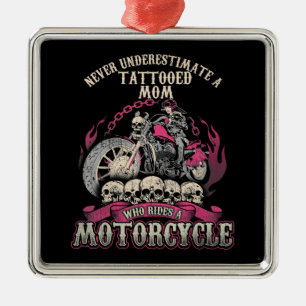 Ornamento De Metal Tatuagem Mãe Biker Nunca Subestima A Moto