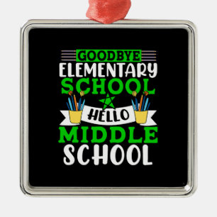 Ornamento De Metal Tchau Escola Elementar Alô Escola do Meio