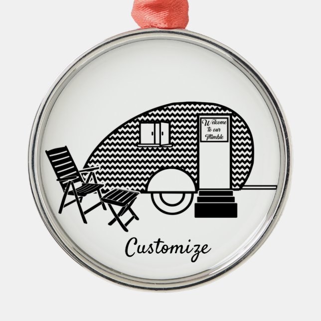 Ornamento De Metal Teardrop Trailer Minúsculo Thunder_Cove (Frente)