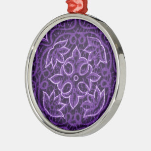 Ornamento De Metal Tecido de Patches Florais Roxo