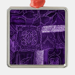 Ornamento De Metal Tecido de Patches Florais Roxo