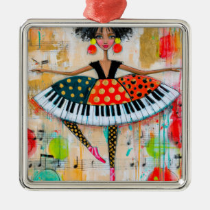 Ornamento De Metal Teclas de Piano Caprichosas Bailarina de Música