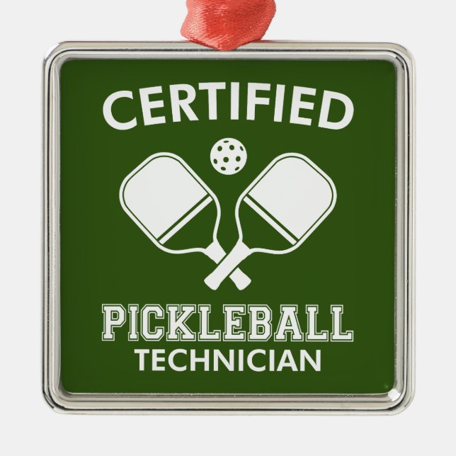 Ornamento De Metal Técnico de Pickleball Certificado (Frente)