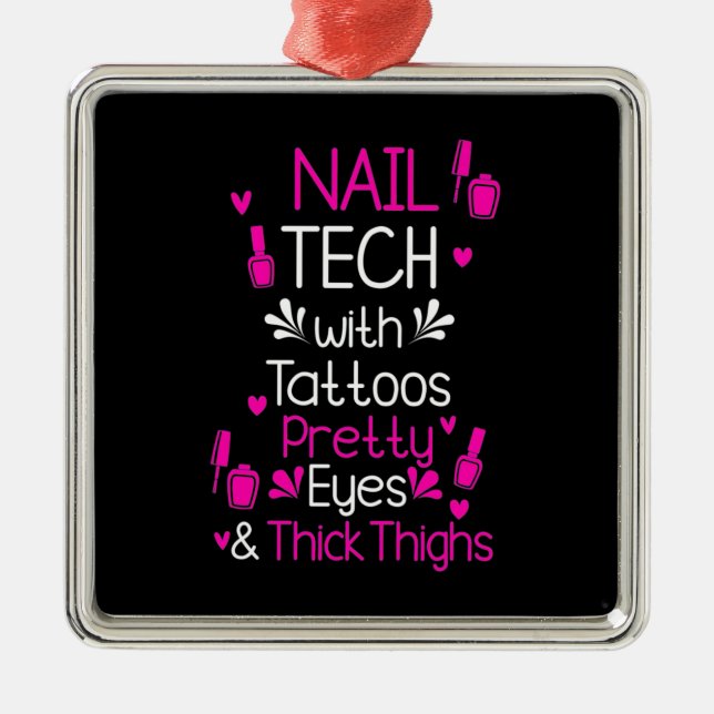 Ornamento De Metal Tecnologia Nail com Tatuagens (Frente)