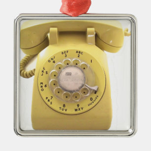 Ornamento De Metal Telefone giratório amarelo