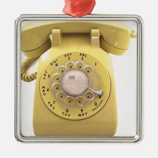 Ornamento De Metal Telefone giratório amarelo (Frente)