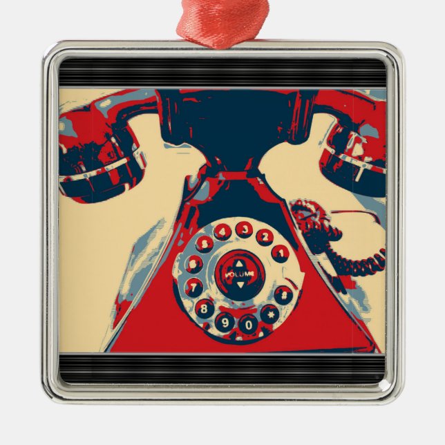Ornamento De Metal Telefone Retroativo (Frente)