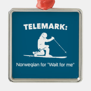 Ornamento De Metal Telemark: Norueguês para "Espere por Mim"