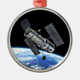 Ornamento De Metal Telescópio Espacial Hubble na Terra Orbit Foto da 