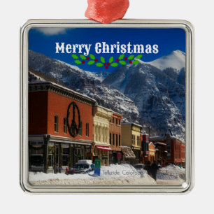 Ornamento De Metal Telluride, Colorado Christmas