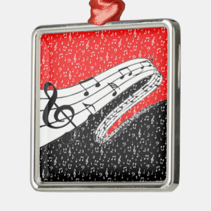 Ornamento De Metal tema musical vermelho e preto
