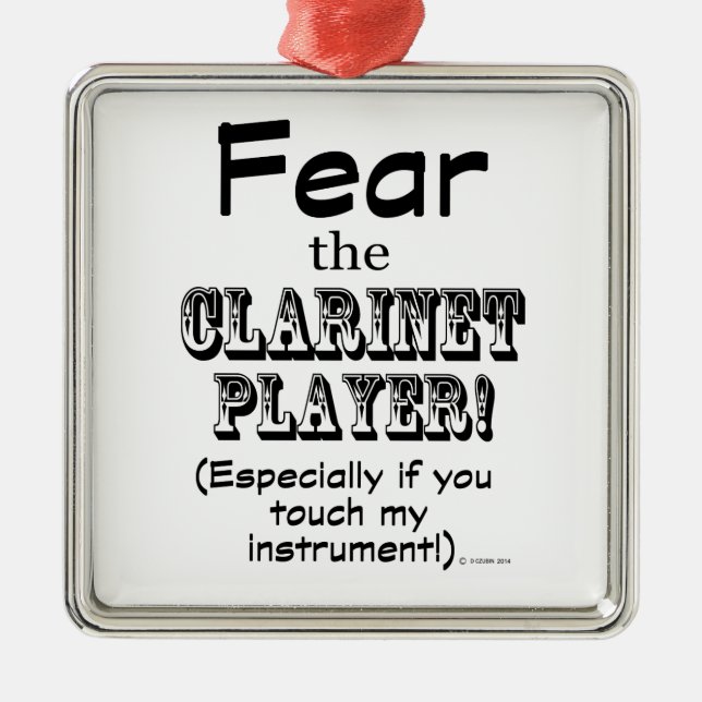 Ornamento De Metal Tema o jogador do clarinete (Frente)