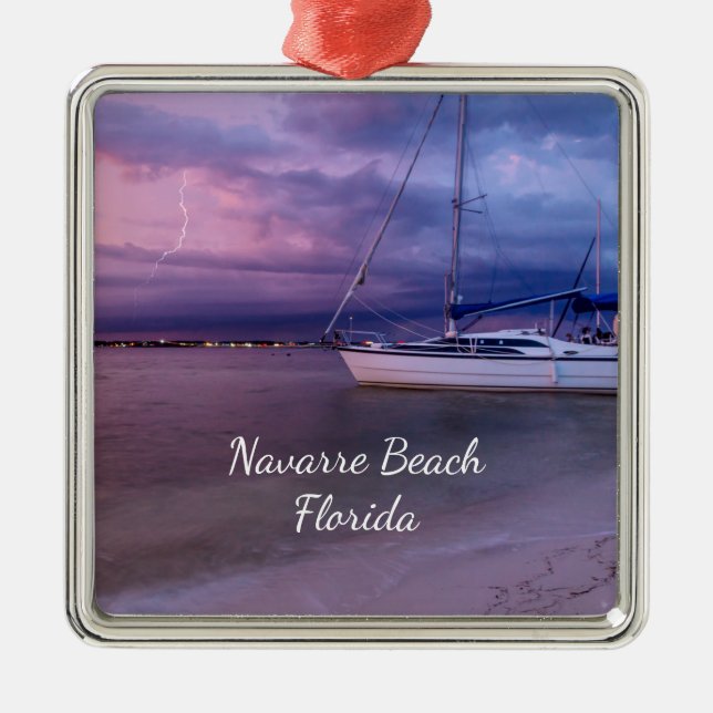 Ornamento De Metal Tempestade Chegando A Navarre Flórida Ornament (Frente)