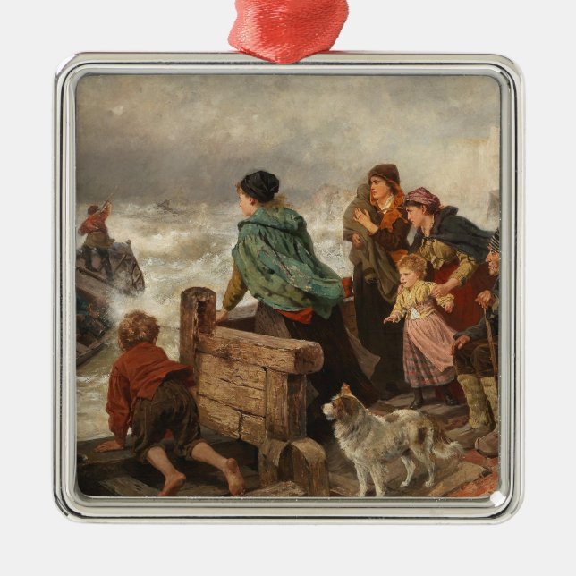 Ornamento De Metal Tempestade na costa (por Rudolf Jordan) (Frente)