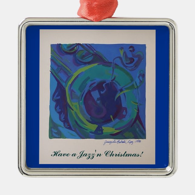 Ornamento De Metal Tenha um Natal de Jazz'n (Frente)